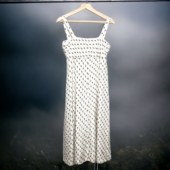 Theory Floral lkat Print Silk Tie Back Slip Midi Dress Size Medium - Picture 7 of 13